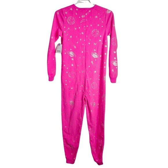 Girl's Onsie/Blanket Sleeper, Hot Pink, Galaxy Theme, Large (10-12) - Picture 1 of 10